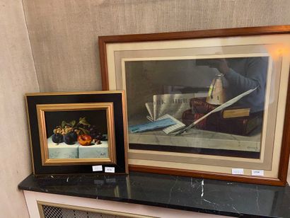 null Two framed pieces 

Still life with books, lithograph signed ARNETT 1879 34x47cm

Still...