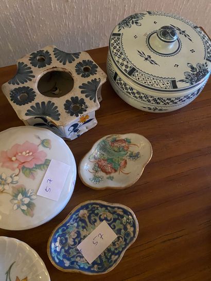 null Batch of porcelain (diameter: 8 cm to 14 cm), earthenware, subjects representing...