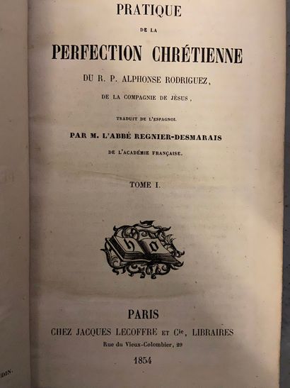 null lot de livres reliés, la religieuse sanctifié, œuvres de sainte Thérèse, tableau...