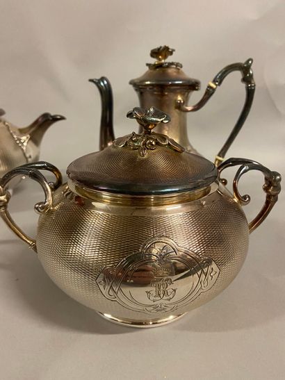 null 
Silver plated metal tea and coffee service including a tea pot, a teapot and...