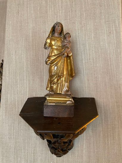 null Carved, lacquered and gilded wood group 

Virgin and Child 

(Accidents and...