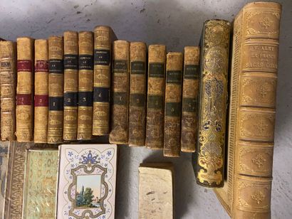 null lot of bound books, the sanctified nun, works of Saint Teresa, painting of a...