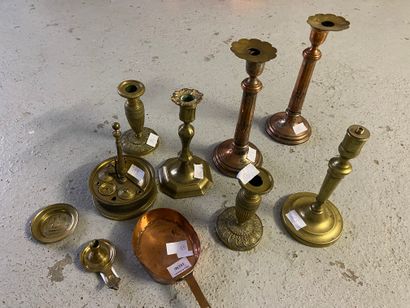 null Metal and copperware set including 2 pairs of torches and 2 other pairs of torches,...