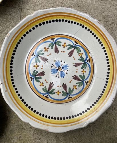 null Lot of earthenware and porcelain including 7 plates with polychrome decorations,...