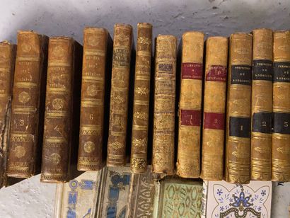 null lot of bound books, the sanctified nun, works of Saint Teresa, painting of a...