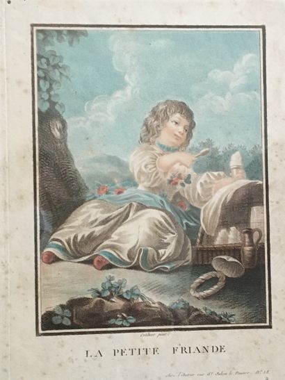 null 
Paire de gravures en couleurs : Le Tapageur - La Petite Friande(Tâches) 

27...