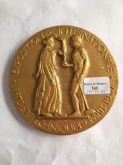 null 
Médaille en bronze doré, Exposition Internationale Arts et Techniques, Paris...