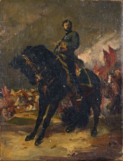 null Attribué à Henri REGNAULT (1843-1876)

Arrivée du Général Prim devant Madrid

Huile...