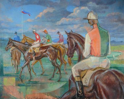 null René MENDES-FRANCE (XXe siècle)

La course de chevaux 

Huile sur toile, signée...