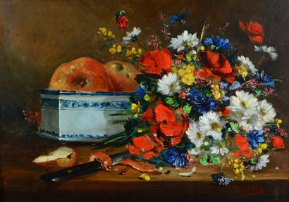 null * Attribué à Henri CAUCHOIS (1850-1911)

Bouquet de fleurs et nature morte

Huile...