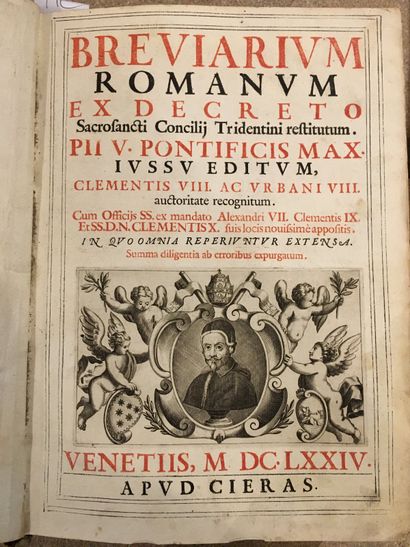 null Lot de 3 : - Bréviaire romain, Venise, 1674. En l'état, accidents et manques,...