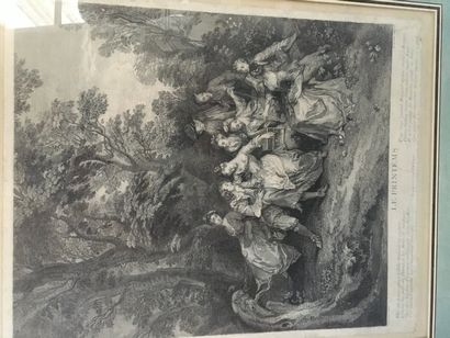 null Suite de 4 gravures : D'APRÈS NICOLAS LANCRET (1690-1743) PAR ISAAC SILVESTRE**La...