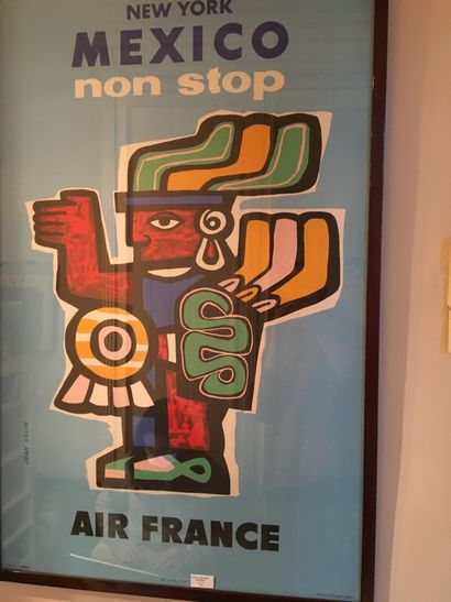 null Affiche Air France NY Mexico d'après jean Colin**98 x 61 cm