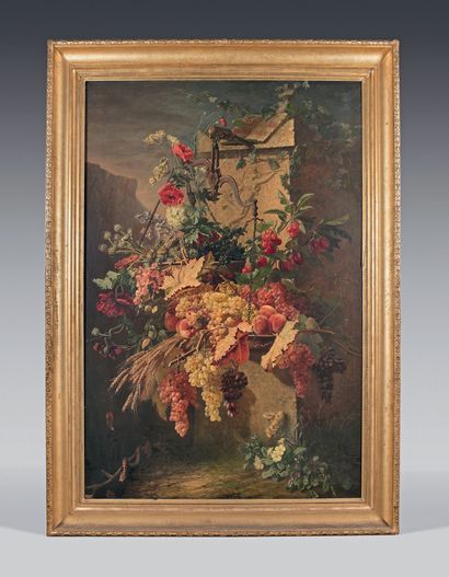Jean-Pierre LAYS (1827-1885) Good and Evil; Good and Bad Fruit
Original canvas. At...