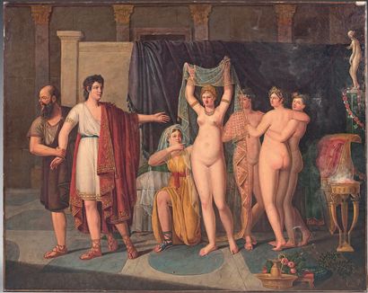 C. GUDIN (école FRANÇAISE, 1820) The Choice Between Vice and Virtue
Canvas. Signed...