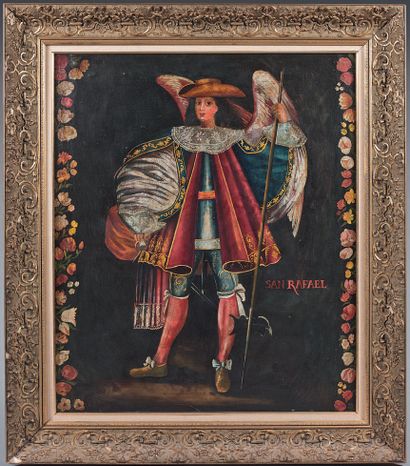 École de CUZCO Saint Raphaël Sur sa toile d'origine. Restaurations.
72 x 61 cm