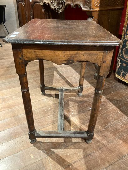 null 
Walnut table, with H-shaped spacers

eighteenth century

H: 75 - W: 74 - D:...