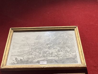 null 
Lot of 5 engravings: September, two with horses after Géricault, Italian landscape...