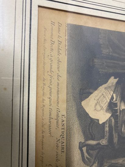 null Deux encadrés : une gravure l'Antiquaire d'après Chardin, et un encadré dans...