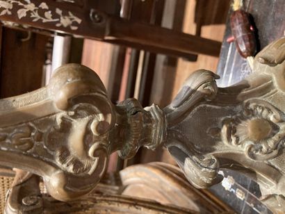 null 
Set comprising: pair of mounted brass crucifixes, crucifix circa 1700, giltwood...