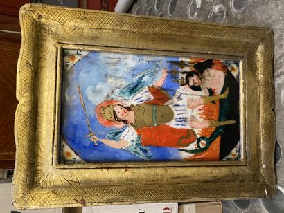 null Saint Michael

Fixed under glass 

50 x 30 cm

Gilded wood frame (splinters)

Accidents...