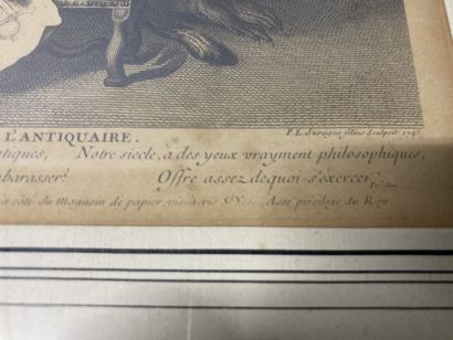 null Deux encadrés : une gravure l'Antiquaire d'après Chardin, et un encadré dans...