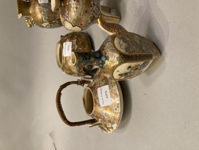 null Lot of Satsuma of 7 pieces including lamp stand (13 cm), pot, vase and perfume...