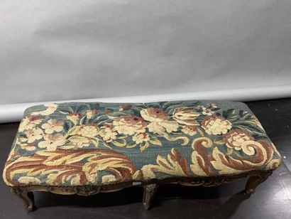 null Small bench formerly lacquered in carved wood, upholstered with floral decoration...