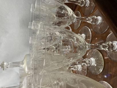 null Strong crystal serving tray, champagne glasses (approx. 20), water glasses (approx....