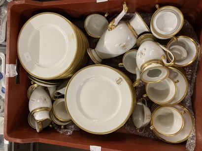 null Porcelain tea/coffee set with cups and saucers. A large set of plates, with...