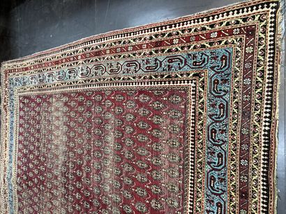 null Persian carpet red background with boteh decoration

wear and tear lot sold...