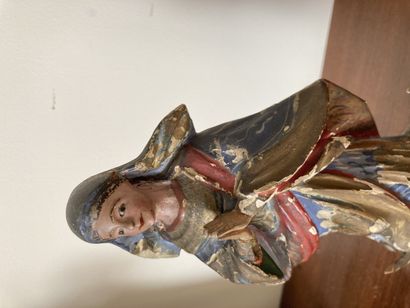 null Blessed Virgin in polychrome woodSpain, circa 1800 (accidents)

H: 28 cm

Accidents...