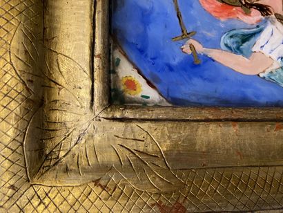 null Saint Michel

Fixé sous verre 

50 x 30 cm

Cadre en bois doré (éclats)

Accidents...