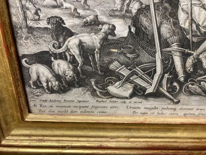 null 
Engraving after R. SADLER

Venatio

21.5 x 28 cm

Dirt and wetness

Lot sold...