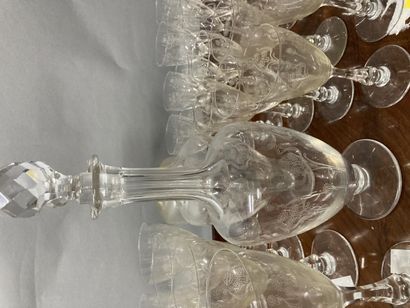 null Strong crystal serving tray, champagne glasses (approx. 20), water glasses (approx....