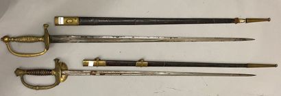 null Une épée d'officier de marine modèle 1837, garde à une branche en laiton, clavier...