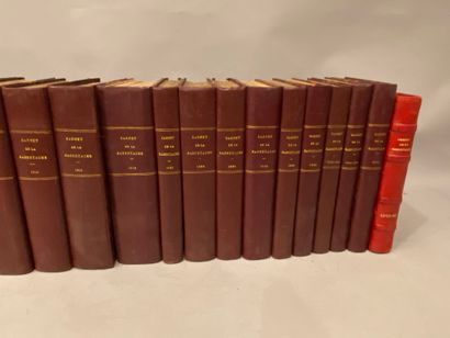 null CARNET de la SABRETACHE, 1893-1968. Demi-percaline aubergine à coins. 

28 volumes....