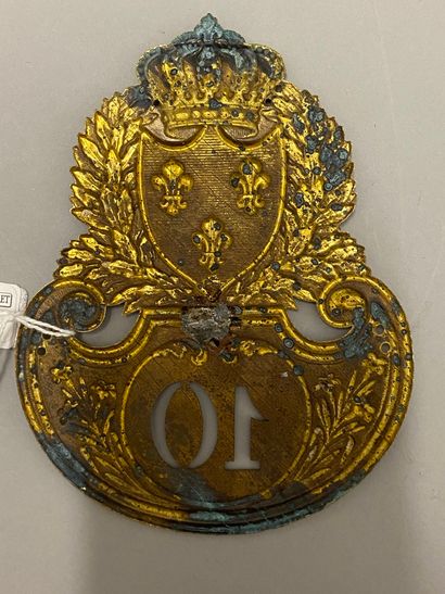 null Plaque de shako d'officier d'infanterie de ligne modèle 1821, du 10e régiment,...