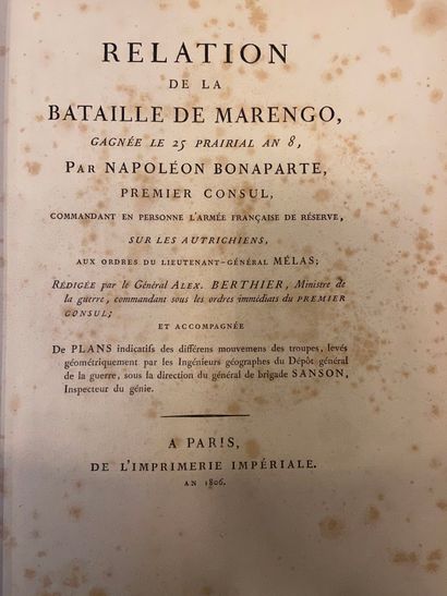 null BERTHIER (Louis-Alexandre). Relation de la bataille de Marengo gagnée le 9 prairial...