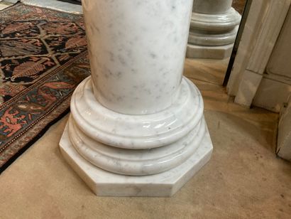 null Two marble columns, one pink, the other white.

H: 101 and 80 cm

Lot sold as...