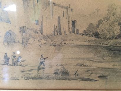 null Ecole FRANCAISE, 1830

Pêcheurs près d’un pont à tour

Crayon noir. Porte une...