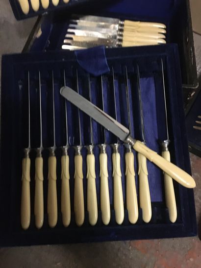 null Bel ensemble de couteaux à manches en ivoire comprenant :

12 grands couteaux...