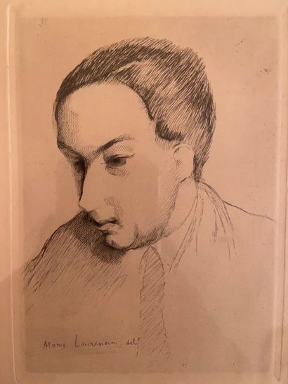  D'après Marie LAURENCIN 
Portrait d'homme 
Point sèche 
15,5 x 12 cm 
27 x 23 c...