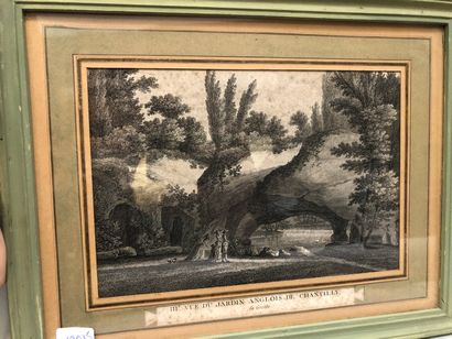 null Suite de 4 gravures en noir des jardins du château de Chantilly

et une gravure...