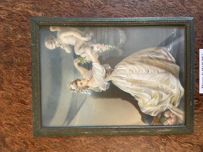 null Grande miniature 

Femme et Amour

Style XVIIIème

vers 1900

20 x 17 cm 

13,5...