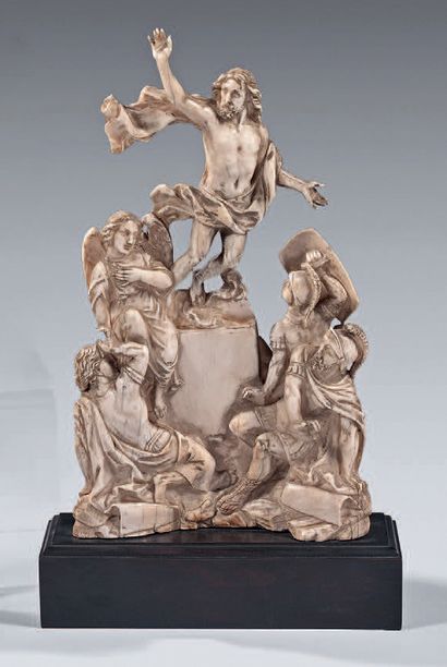 Carved ivory group representing the resurrection...