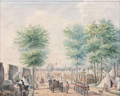 ECOLE ANGLAISE DU XIXe SIÈCLE The English, Scottish and Irish camps on the Champs-Élysées...