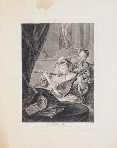 Jean-François de TROY (1679-1752) d'après 
L'Aimable accord
With : Joueuse de cistre...