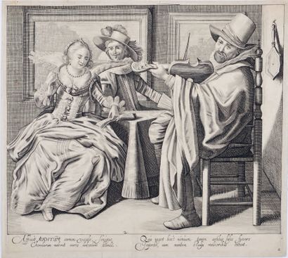 Cornélis VAN KITTENSTEYN (1600-1638) 
L'Ouïe d'après D. Hals
Planche 2 de la série...