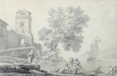 Joseph VERNET (Avignon 1714 - Paris 1789) 
Pêcheurs poussant une barque
Pêcheurs...